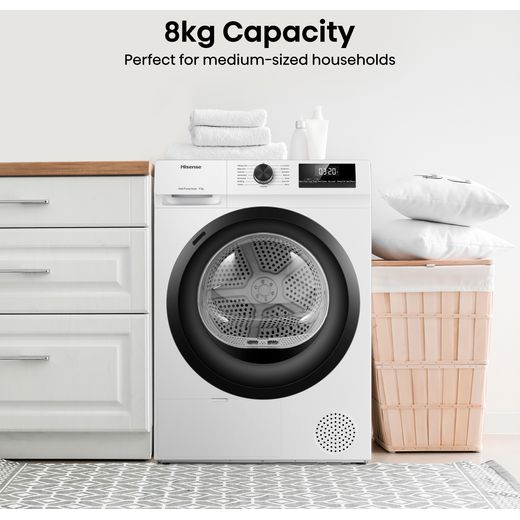 Hisense DH1Q802BW2 8Kg Heat Pump Tumble Dryer - White - Annotation - Capacity shot