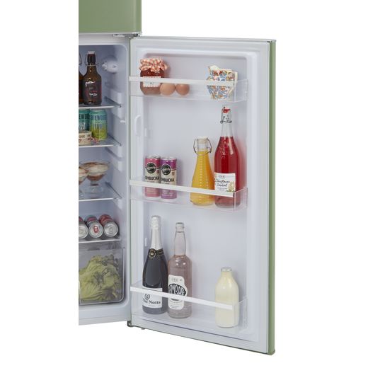 CDA Fridge Freezer - Green - Inside door shelf shot