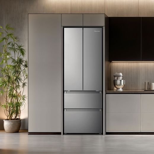 Fridgemaster American Fridge Freezer - Silver - Fridge freezer in kitchen shot