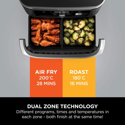 Ninja Foodi FlexDrawer Dual AF500UK Air Fryer - Black - Annotation - Dual zone technology