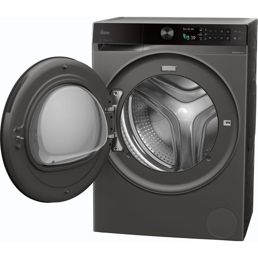 Hoover HBQD 413BL9U-80 WiFi Connected Washing Machine with 1400 rpm - Graphite - left perspective shot