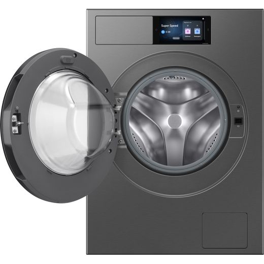Samsung Series 9 WF90H11C4ST1 11kg WiFi Connected Auto Dosing Washing Machine with 1400 rpm - Dark Steel - front with door open shot