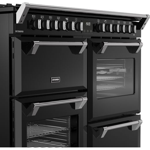 Stoves Richmond 110cm Dual Fuel Range Cooker - Black  - Close up shot 