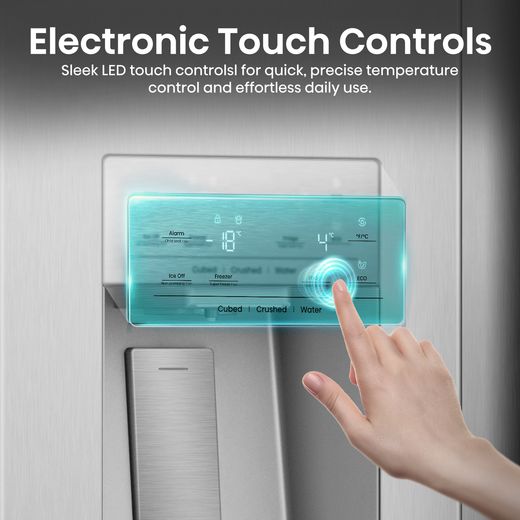 Hisense American Fridge Freezer - Stainless Steel  - Annotation - touch control shot