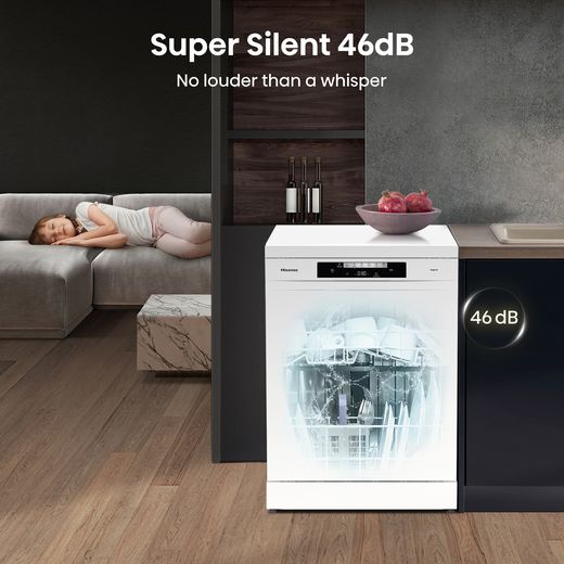 Hisense Standard Dishwasher - White - Annotation - Super silent shot
