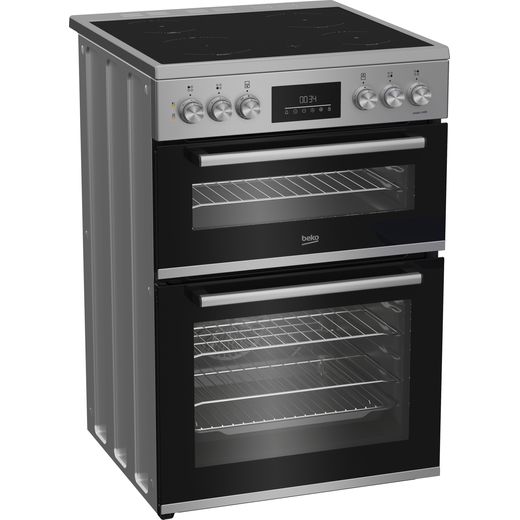 Beko AeroPerfect™ 60cm Electric Cooker with Ceramic Hob - Silver - Right perpsective shot