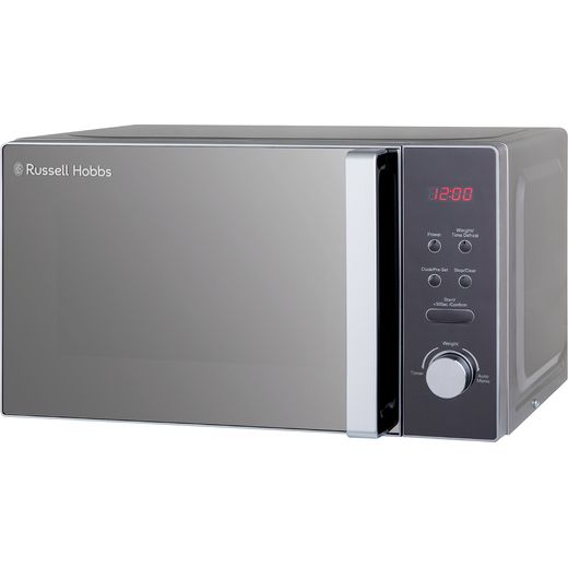 Russell Hobbs RHM2076S 20 Litre 26cm High, Freestanding Small Standard Microwave Oven - Silver - Left perspective shot