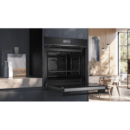 Bosch Electric Single Oven - Black - Oven in kitchen with door open