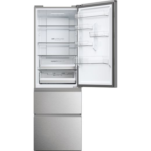 Haier 3D 60 Series 5 60/40 Total No Frost Fridge Freezer - Stainless Steel - Front with door open shot