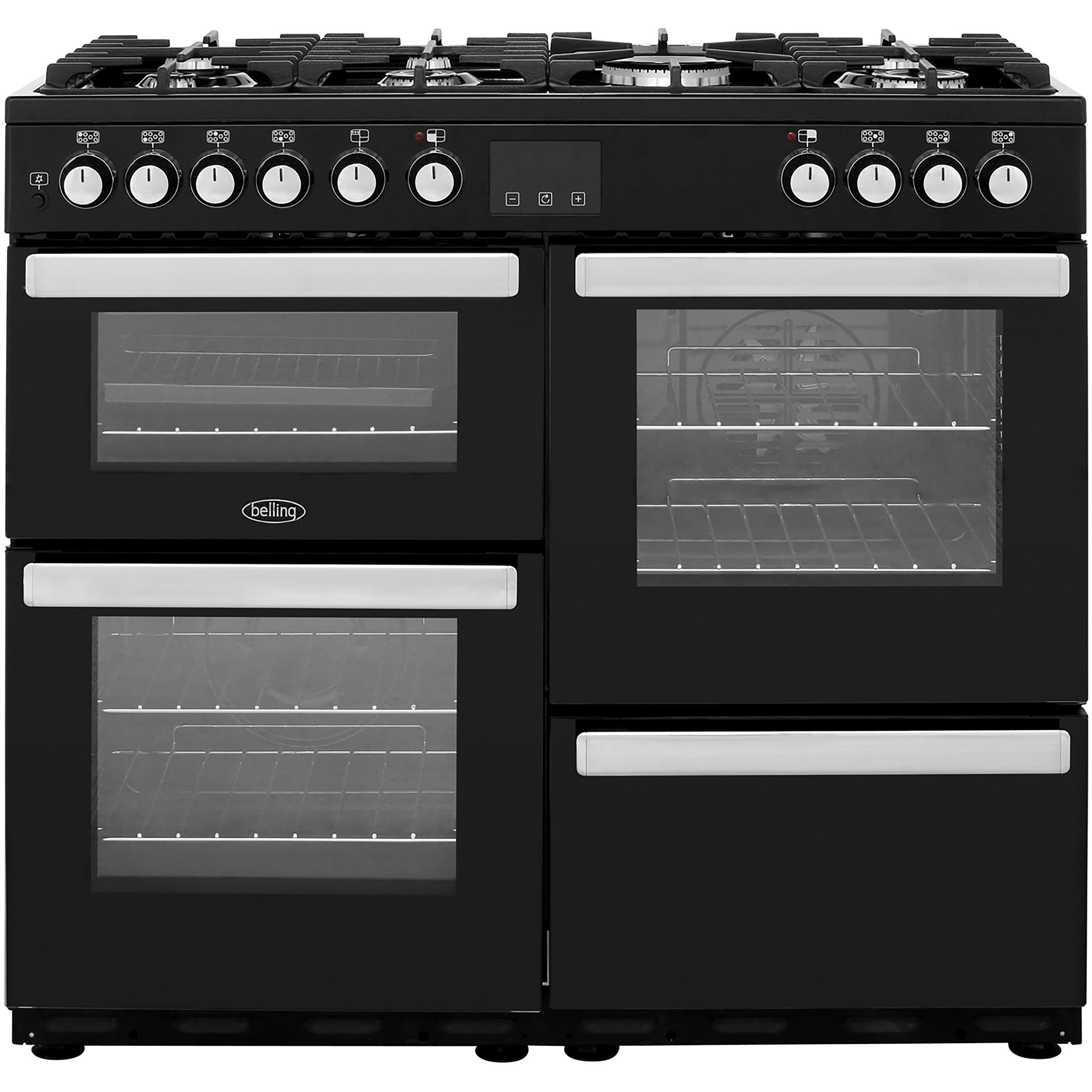 Belling Cookcentre100DFT 100cm Dual Fuel Range Cooker - Black - A/A Rated, Black