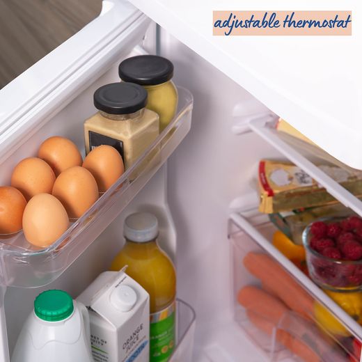 Russell Hobbs Under-Counter Fridge Freezer in White - Annotation - Adjustable thermostat shot