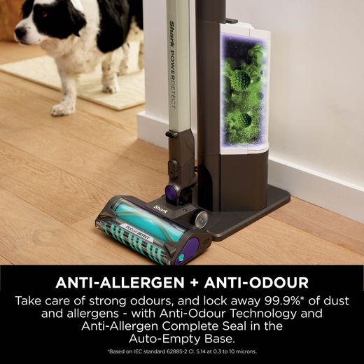 Shark PowerDetect Clean & Empty Cordless Vacuum Cleaner with up to 70 Minutes Run Time - White / Java Grey - Annotation - Anti-allergen & anti-odour