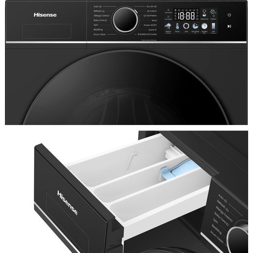 Hisense 3i KitchenFit Series WF3I1143BBL 11kg WiFi Connected Washing Machine with 1400 rpm - Black - Combination shot