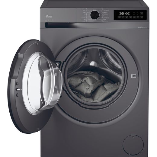 Hoover Pro Wash&Dry Series 3 HBWR 496B8G-80 Wifi Connected 9Kg / 6Kg Washer Dryer with 1400 rpm - Graphite - Front with door open shot 