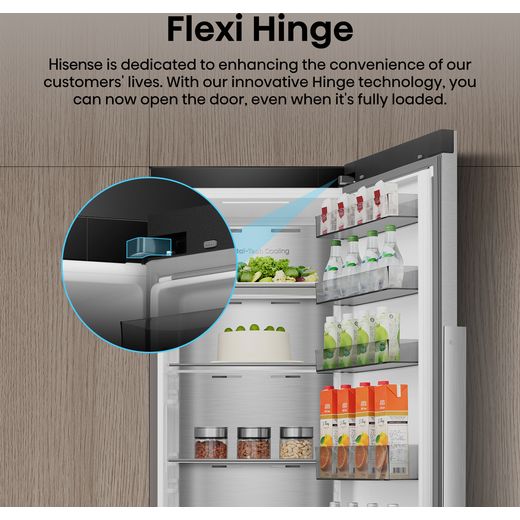 Hisense RL3K370SAIE 186cm Fridge - Silver - annotation - fixed hinge shot