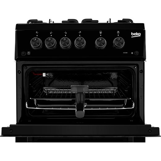 Beko Gas Cooker - Black -  Grill door open