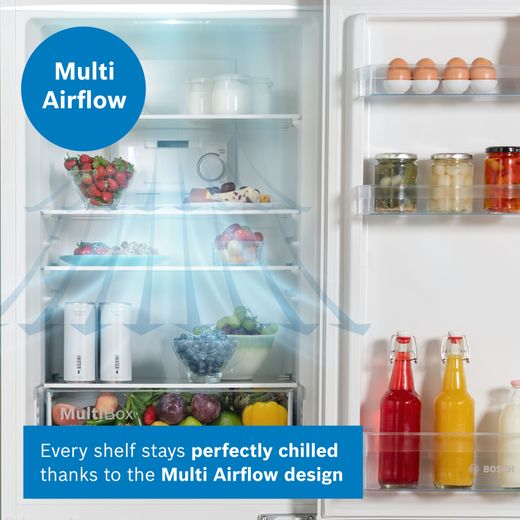 Bosch Series 2 50/50 Total No Frost Fridge Freezer - White - Annotation - Multi airflow shot