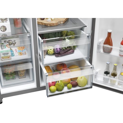 Haier American Fridge Freezer - Silver - Vegetable drawers