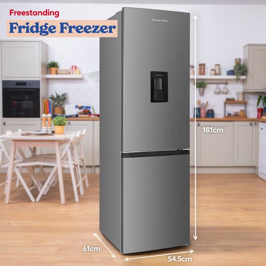 Russell Hobbs RH181TNF552E1SSWD 181cm 60/40 Frost Free Fridge Freezer - Stainless Steel - annotation - dimension shot 