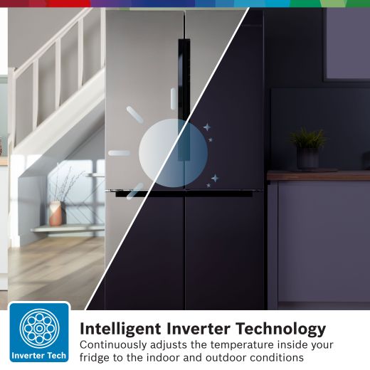 Bosch Series 4 American Fridge Freezer - Stainless Steel Effect - Annotation - Intelligent Inverter Technology