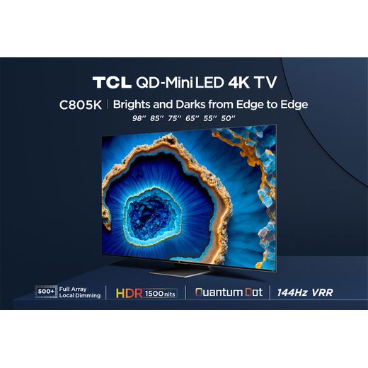 TV Mini LED 55  TCL 55C805, QLED 4K, 144Hz Motion Clarity Pro, Dolby  Atmos, Game Master Pro 2.0, Negro