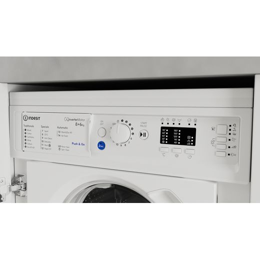 Indesit Integrated / Washer Dryer - White - Close up of washer dryer controls shot