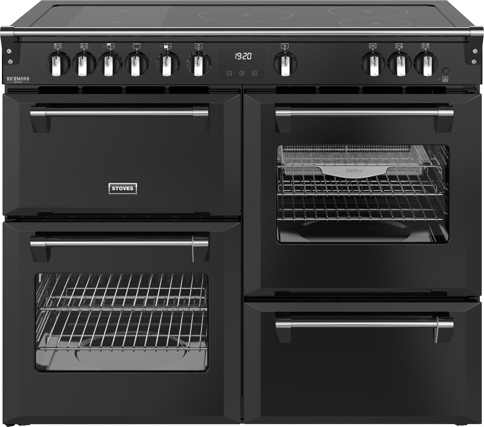 Stoves Black Electric Range Cooker - 110cm - 4 Ovens - Induction Hob - A Rated