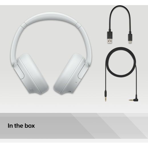 Sony WH-CH720N Wireless Noise Cancelling Over-ear Headphones - White - Annotation - in the box shot