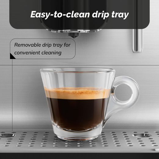 Smeg 50's Style BCC12BLMUK Bean to Cup Coffee Machine - Matt Black - Annotation - easy clean