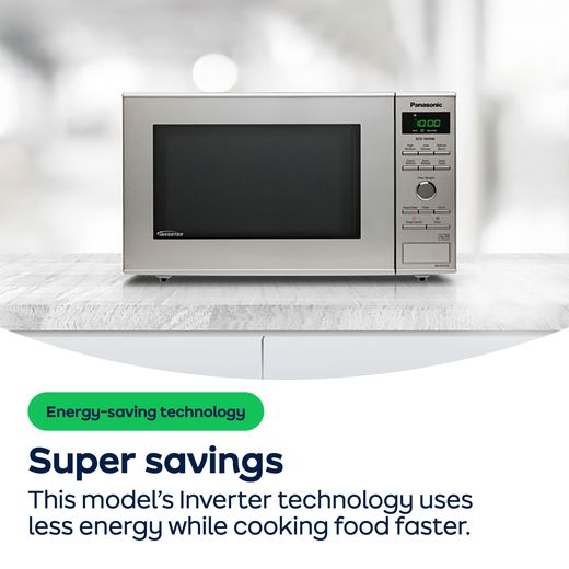 Panasonic NN-SD37QSBPQ 29 Litre 25cm High, Freestanding Small Standard Microwave Oven - Stainless Steel - AO Annotation -  Inverter-Technology