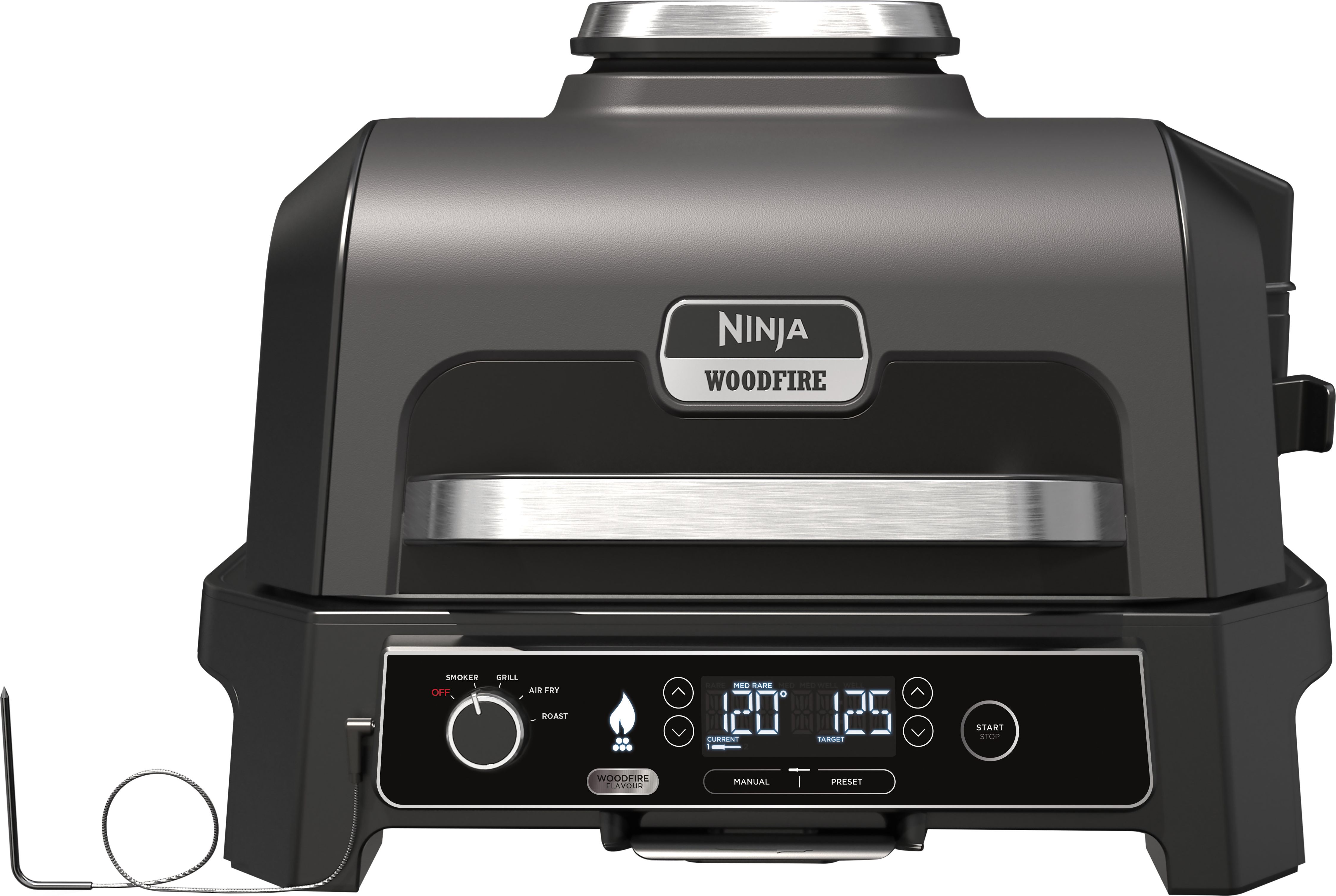 Ninja Woodfire Pro XL Electric BBQ Grill & Smoker OG850UK Health Grill - Black, Black