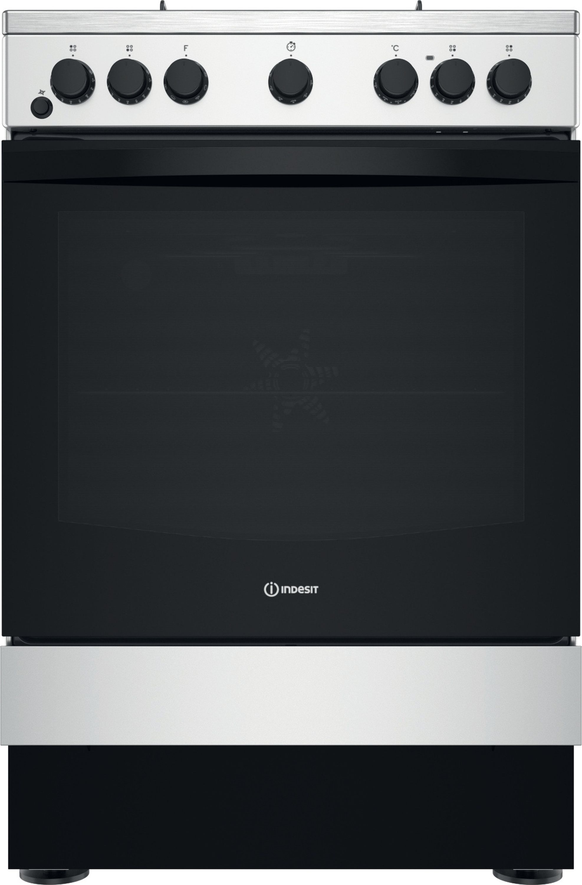 Indesit IS67G5PHX/UK 60cm Freestanding Dual Fuel Cooker - Inox - A Rated, Stainless Steel