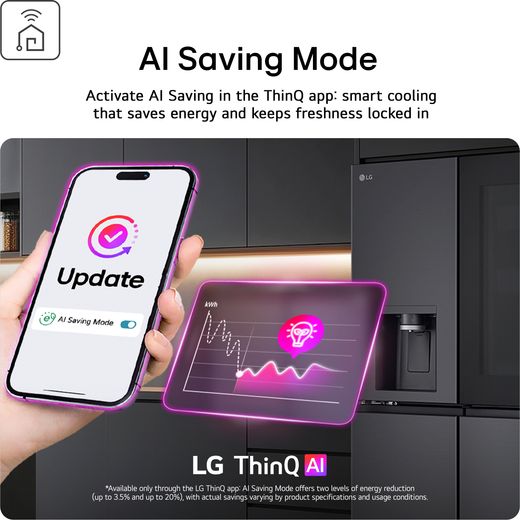 LG GBBSJ2CCPY Wifi Connected 203cm 70/30 No Frost Fridge Freezer - Prime Silver - Annotation -  AI Saving money shot