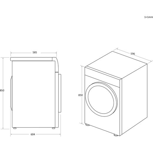 Candy Smart Pro 9Kg Condenser Tumble Dryer - Black - Annotation - Dimensions shot 
