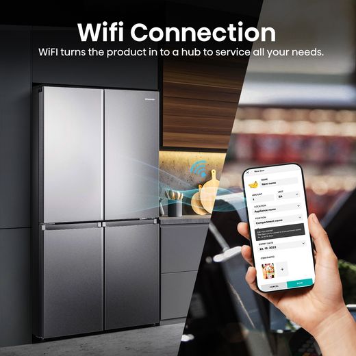 Hisense Pureflat Infinite American Fridge Freezer - Stainless Steel - Annotation - Wifi connection shot
