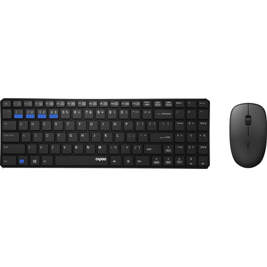 Rapoo 9300M Multi-mode Ultra-Slim Desktop Combo Bluetooth / Wireless USB Keyboard with Optical Mouse - Black