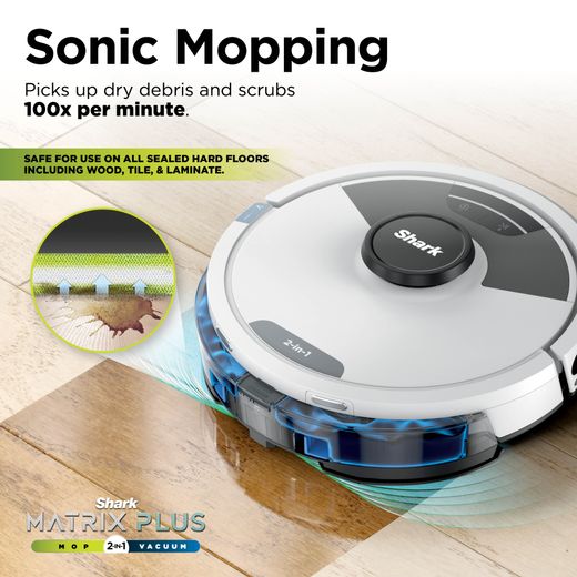 Shark Matrix Plus 2-in-1 Robotic Vacuum Cleaner - Silver - Annotation - Sonic mopping