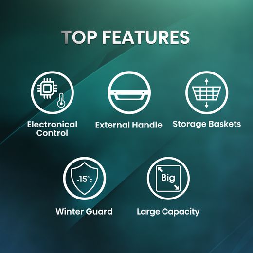 Hisense Chest Freezer - White - Annotation - Top features shot