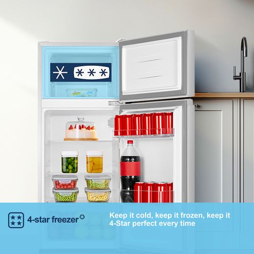 Fridgemaster MTM48120E 117cm 80/20 Small Fridge Freezer - White - Annotation - 4 star freezer shot