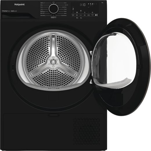 Hotpoint FabicCare C HD 93M BB UK 9Kg Heat Pump Tumble Dryer - Black - Door open