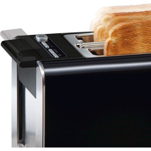 Bosch Styline TAT8613NGB 2 Slice Toaster - Black - close up detail shot