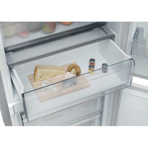 Hoover H-FRIDGE 400 Integrated 70/30 Total No Frost Fridge Freezer with Sliding Door Fixing Kit - White - Top view inside drawer shot