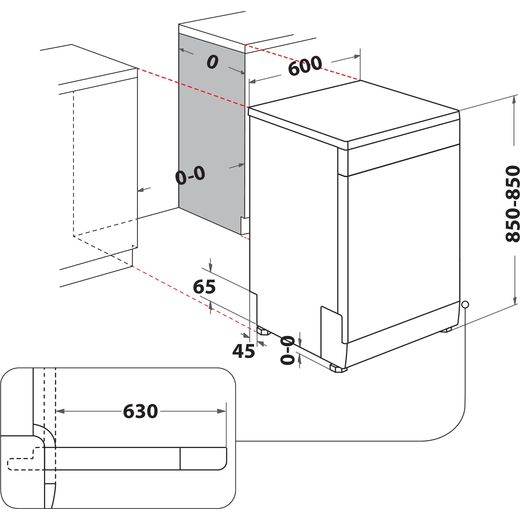 Hotpoint MaxiSpace Standard Dishwasher - White - Dimensions