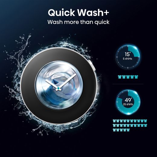 Hisense 5S Series 10.5Kg / 6Kg Washer Dryer - Black - Annotation - Quick wash plus shot