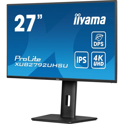 iiyama ProLite XUB2792UHSU-B6 27" 4K Ultra HD 60Hz Monitor - Black - Left perspective shot