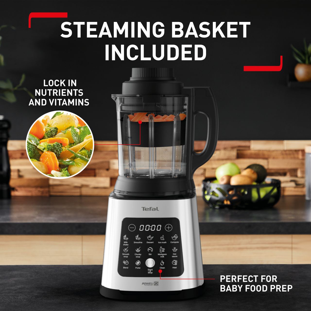 Tefal - What are you in the mood for today — hot or cold? Blend or cook?  The versatile Tefal Dynamix 2-in-1 Blender gives you both options,  depending on what you feel