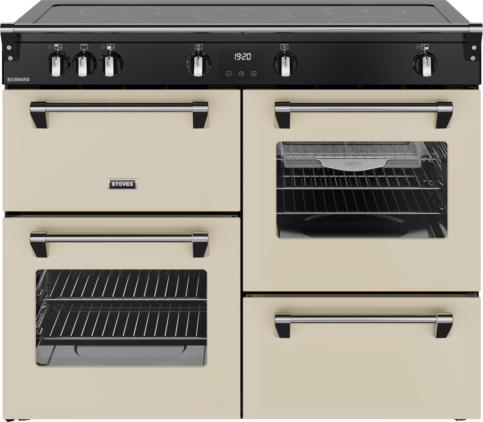 Stoves Cream Electric Induction Range Cooker - 110cm - 5 Zone Hob - 4 Ovens