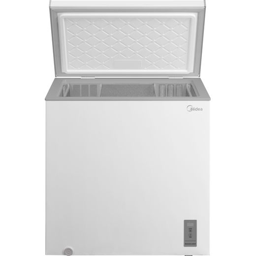 Midea MDRC284FZE01 Chest Freezer - White - Front with lid open shot