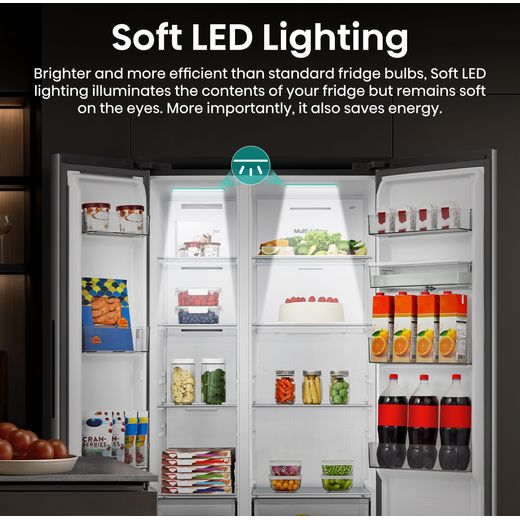 Hisense PureFlat American American Fridge Freezer - Silver - Annotation - Soft LED lighting