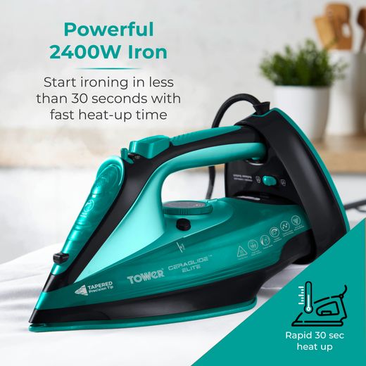 Tower T22008TL 2400 Watt Iron -Teal - Annotation - Powerful iron shot
